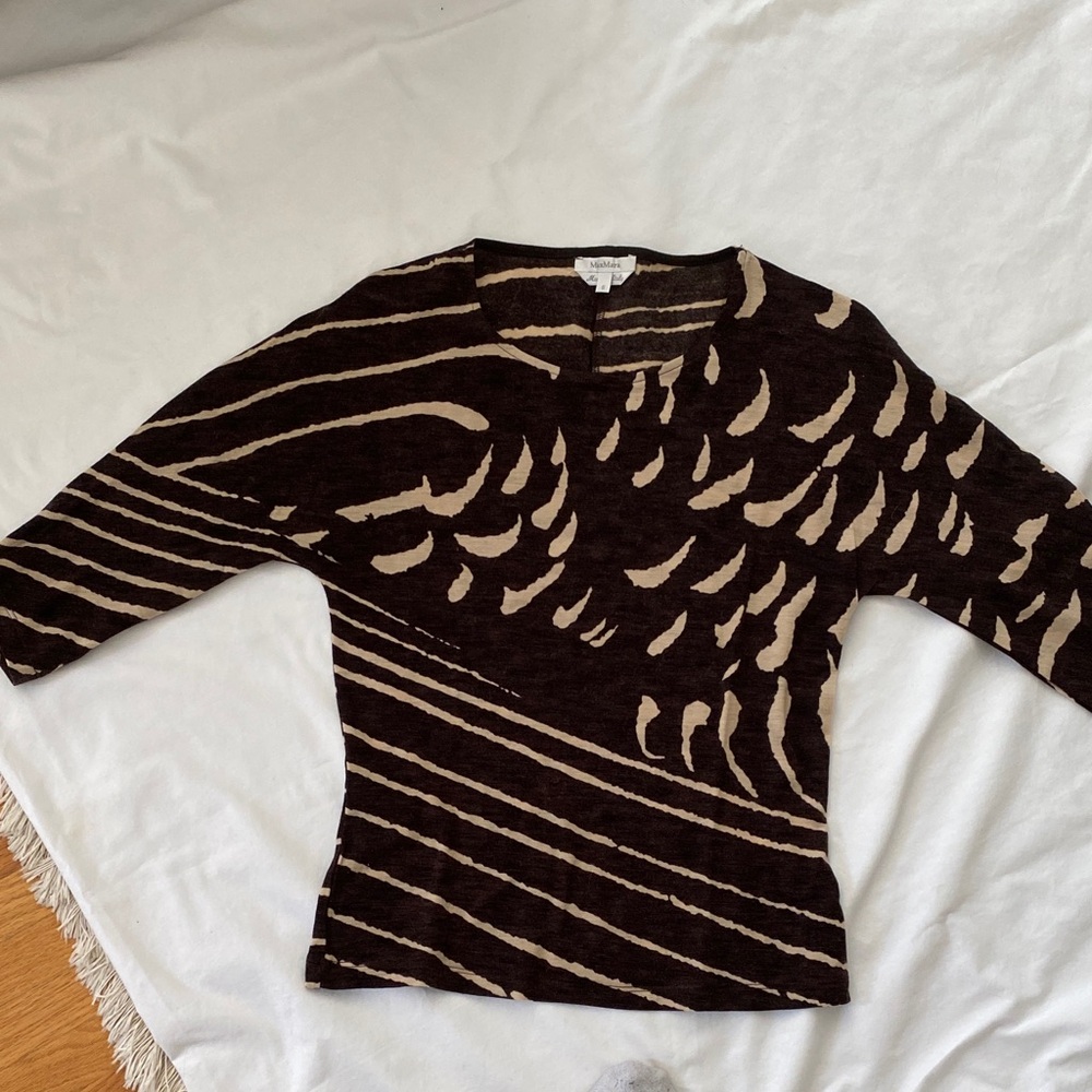 MaxMara Brown and Cream Striped Top